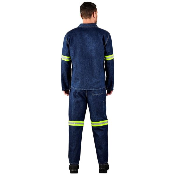 Cast Premium 100% Cotton Denim Jacket - Reflective Arms - Yellow Tape - Image 12