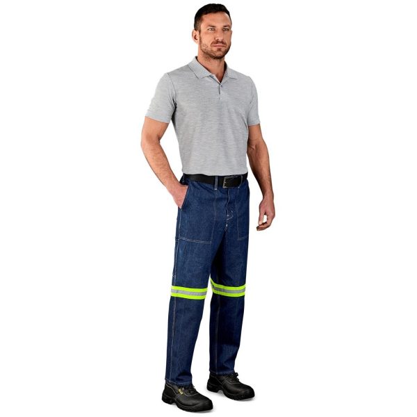 Cast Premium 100% Cotton Denim Pants - Reflective Legs - Yellow Tape - Image 4