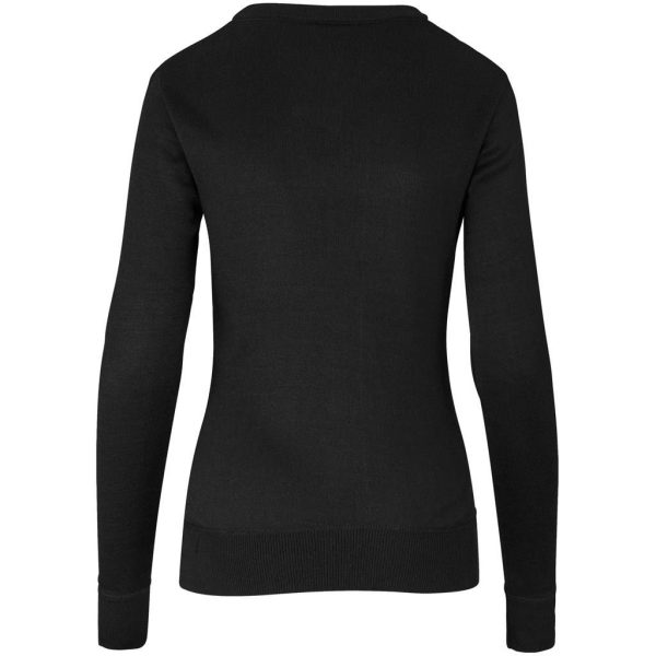 Ladies Long Sleeve Peru V-Neck Jersey - Black - Image 2