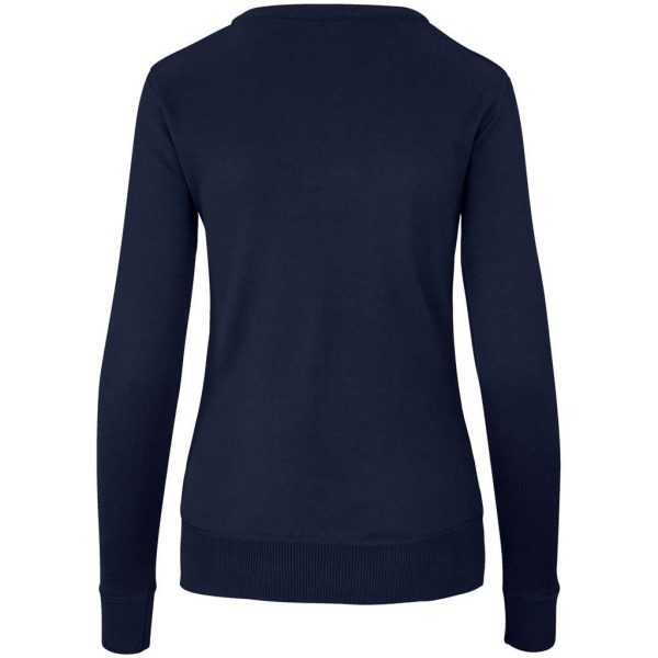 Ladies Long Sleeve Peru V-Neck Jersey - Navy - Image 3