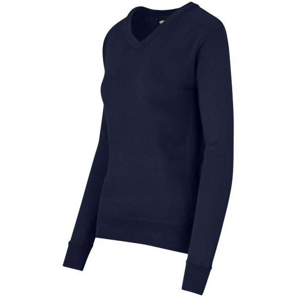 Ladies Long Sleeve Peru V-Neck Jersey - Navy - Image 2