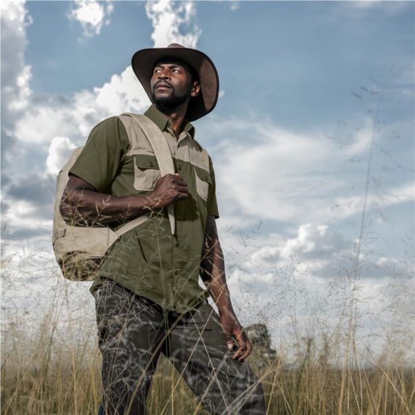 Mens Short Sleeve Serengeti 2-Tone Bush Shirt - Image 9