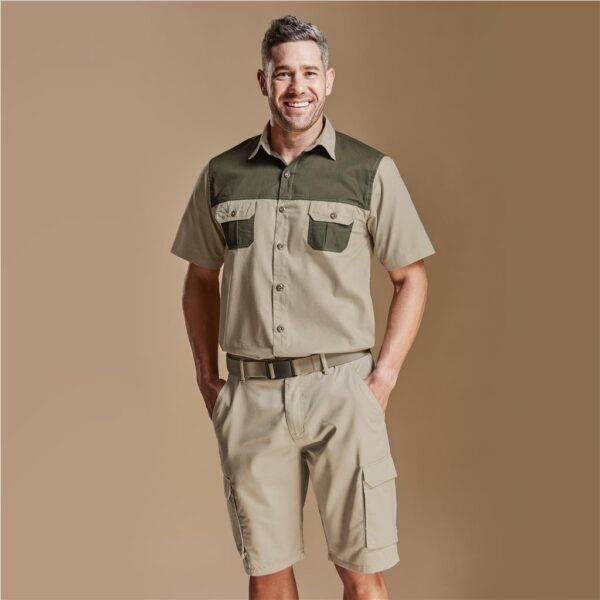 Mens Short Sleeve Serengeti 2-Tone Bush Shirt - Image 3