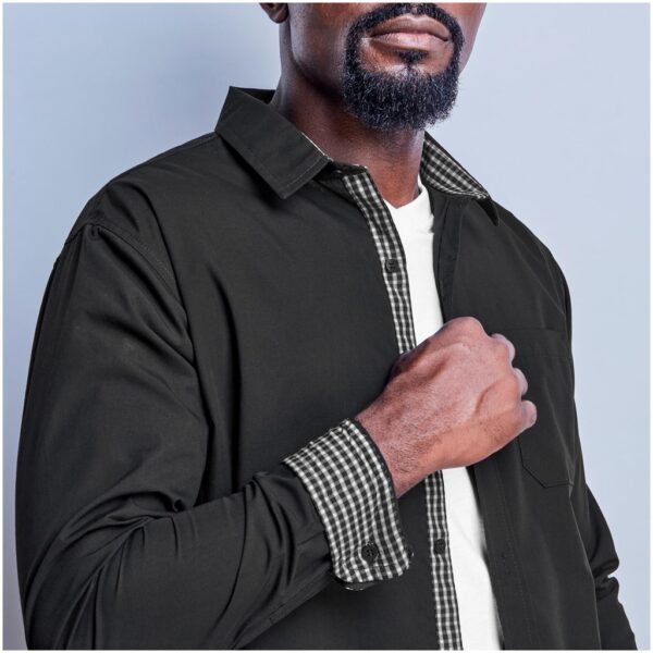 Mens Long Sleeve Warrington Shirt - Black - Image 4