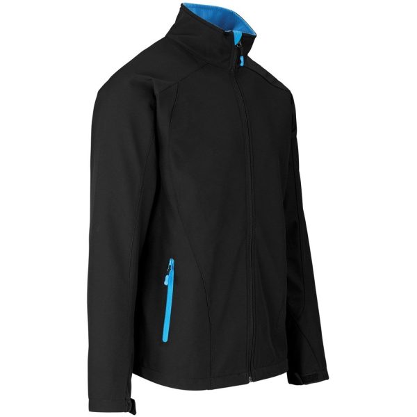 Mens Geneva Softshell Jacket - Black Cyan - Image 4