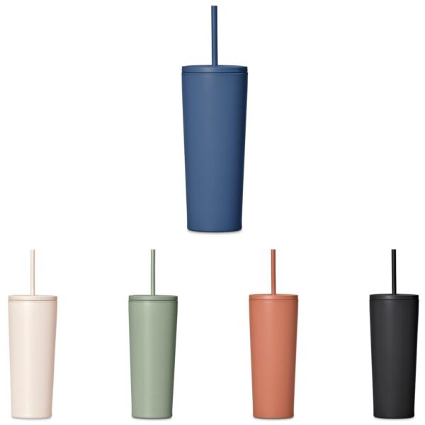 Kooshty Concorde Stainless Steel & Plastic Double-Wall Tumbler & Straw - 720ml - Image 3