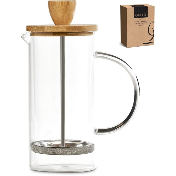 Okiyo Osu Glass & Bamboo Coffee Plunger - 350ml - Image 10