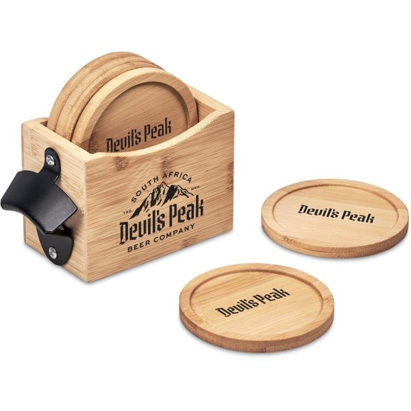 Okiyo Kanpai Bamboo Coaster & Bottle Opener Set - Image 9