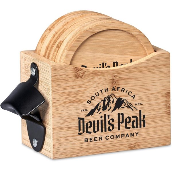 Okiyo Kanpai Bamboo Coaster & Bottle Opener Set - Image 4