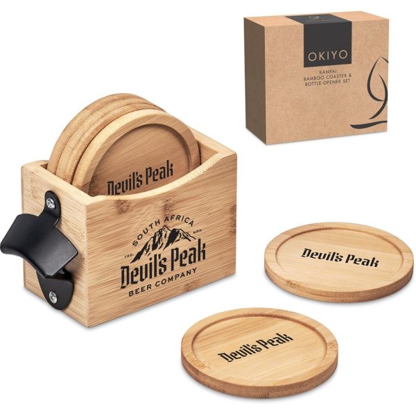 Okiyo Kanpai Bamboo Coaster & Bottle Opener Set - Image 16