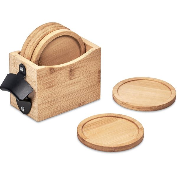 Okiyo Kanpai Bamboo Coaster & Bottle Opener Set - Image 8