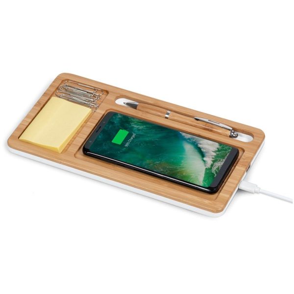 Okiyo Musen Bamboo Wireless Charger Desk Organiser - Image 5
