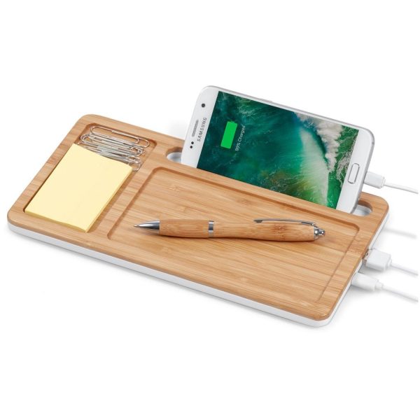 Okiyo Musen Bamboo Wireless Charger Desk Organiser - Image 7