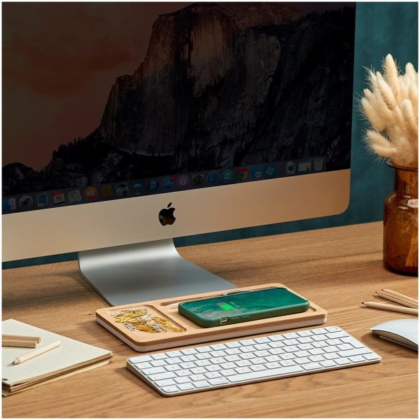 Okiyo Musen Bamboo Wireless Charger Desk Organiser - Image 8