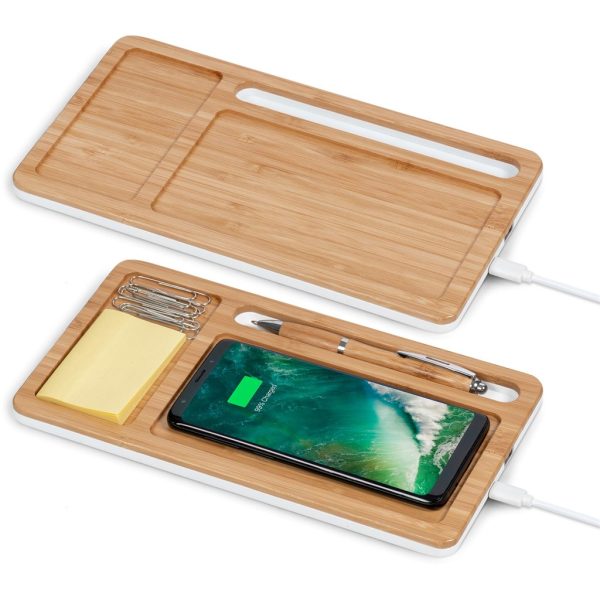 Okiyo Musen Bamboo Wireless Charger Desk Organiser - Image 6