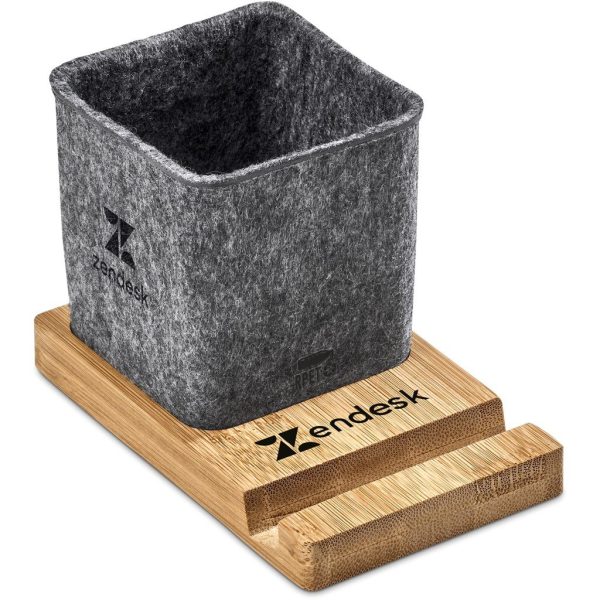 Okiyo Kyadi Recycled PET & Bamboo Desk Caddy Phone Stand - Image 4