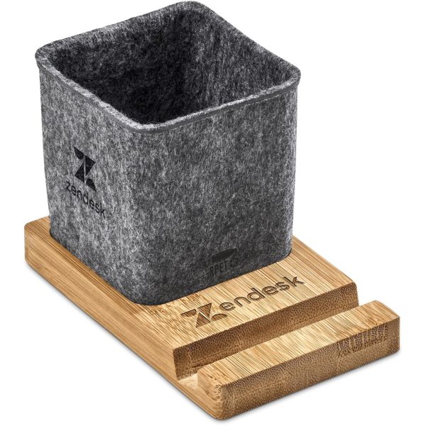 Okiyo Kyadi Recycled PET & Bamboo Desk Caddy Phone Stand - Image 8