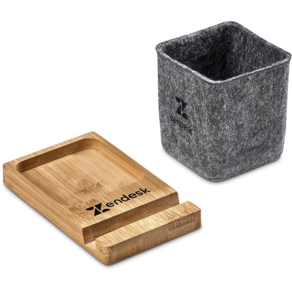 Okiyo Kyadi Recycled PET & Bamboo Desk Caddy Phone Stand - Image 10