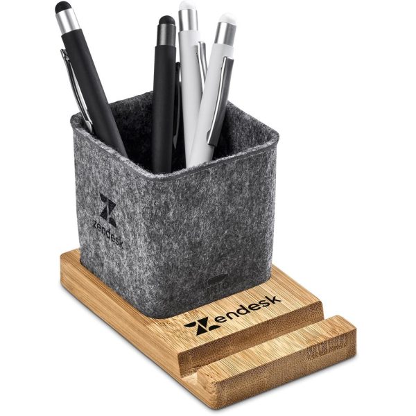 Okiyo Kyadi Recycled PET & Bamboo Desk Caddy Phone Stand - Image 11