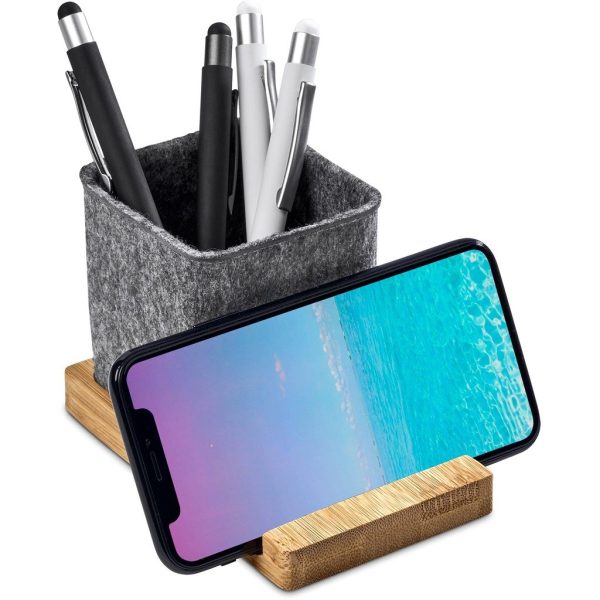Okiyo Kyadi Recycled PET & Bamboo Desk Caddy Phone Stand - Image 2
