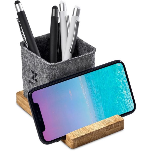 Okiyo Kyadi Recycled PET & Bamboo Desk Caddy Phone Stand - Image 9