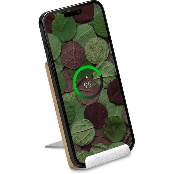 Okiyo Hakka Bamboo & Recycled Aluminium Wireless Charging Phone Stand - Image 10