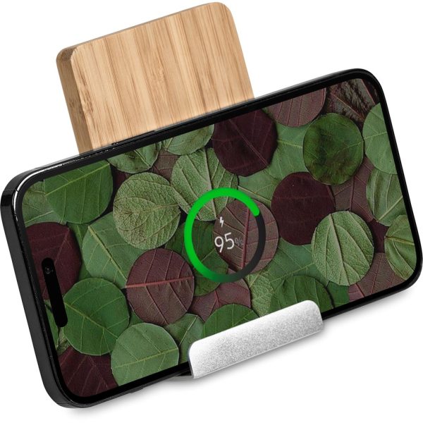 Okiyo Hakka Bamboo & Recycled Aluminium Wireless Charging Phone Stand - Image 5