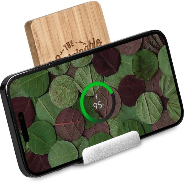 Okiyo Hakka Bamboo & Recycled Aluminium Wireless Charging Phone Stand - Image 2