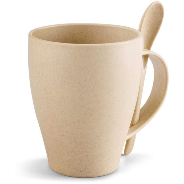 Okiyo Kawai Wheat Straw Mug & Spoon - 350ml - Image 3