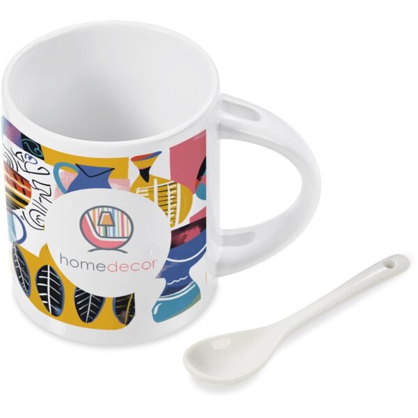 Eden Sublimation Ceramic Coffee Mug & Spoon Set - 320ml - Image 9