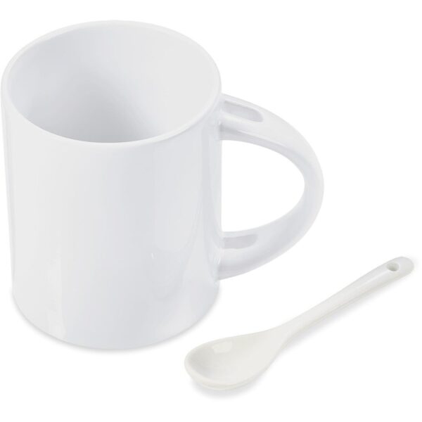 Eden Sublimation Ceramic Coffee Mug & Spoon Set - 320ml - Image 3