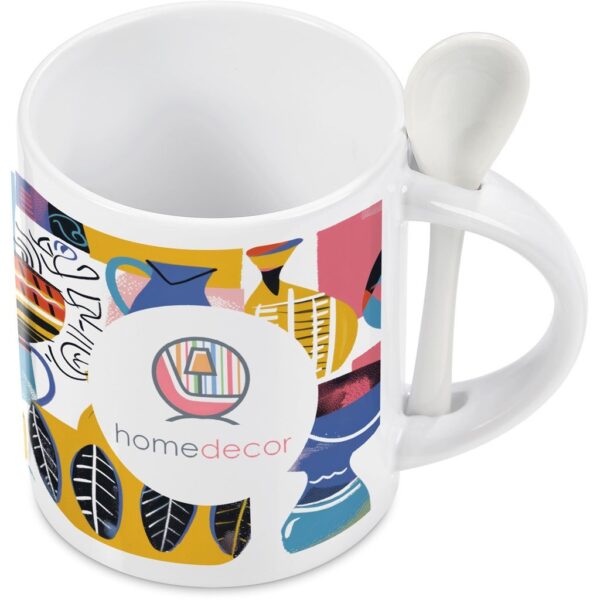 Eden Sublimation Ceramic Coffee Mug & Spoon Set - 320ml - Image 10