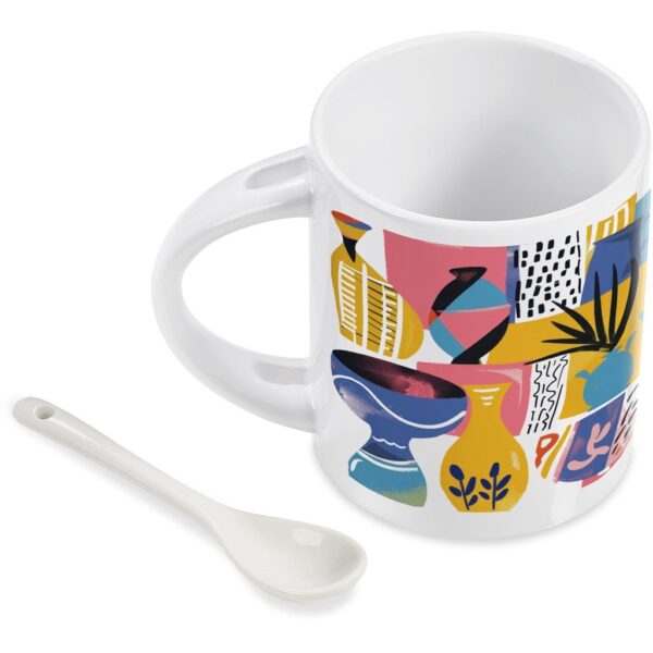 Eden Sublimation Ceramic Coffee Mug & Spoon Set - 320ml - Image 6