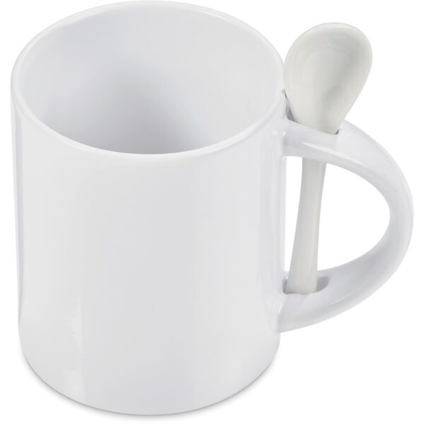 Eden Sublimation Ceramic Coffee Mug & Spoon Set - 320ml - Image 2