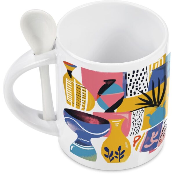 Eden Sublimation Ceramic Coffee Mug & Spoon Set - 320ml - Image 7