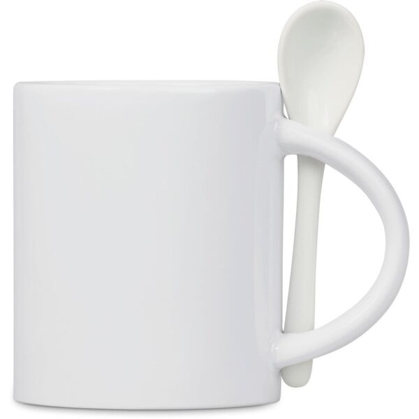 Eden Sublimation Ceramic Coffee Mug & Spoon Set - 320ml - Image 5