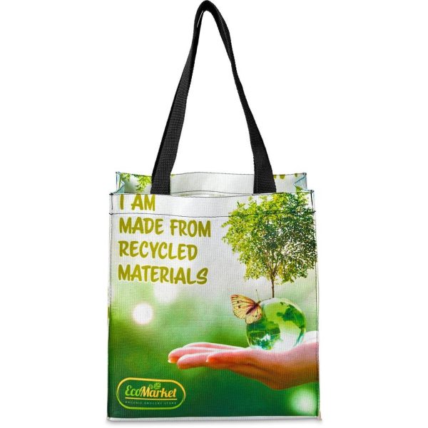 Pre-Printed Sample Hoppla Gateway Recycled PET Stitch-Bond Shopper - Image 4