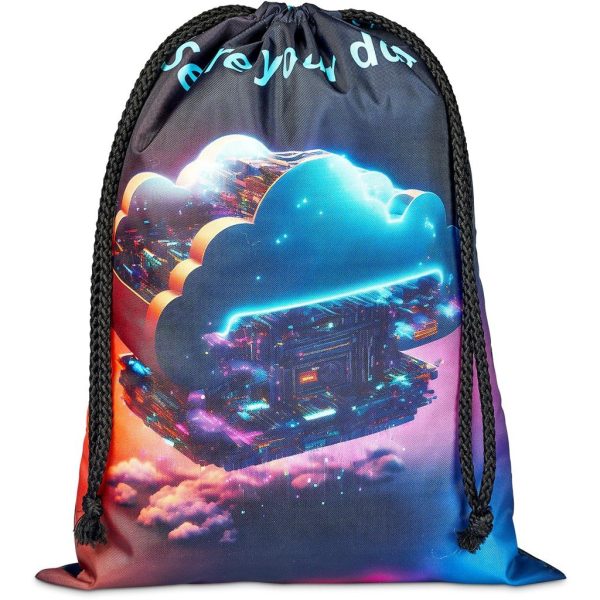 Pre-Printed Sample Hoppla Pacific Maxi Polyester Drawstring Pouch - Image 5