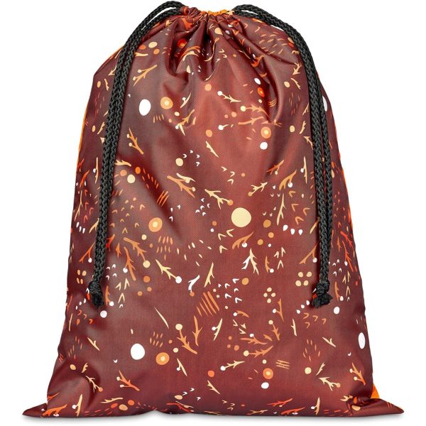 Pre-Printed Sample Hoppla Benguela Jumbo Polyester Drawstring Pouch - Image 5
