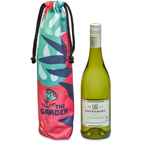 Pre-Printed Sample Hoppla Tipsy RPET Wine Bottle Drawcord Bag - Image 3