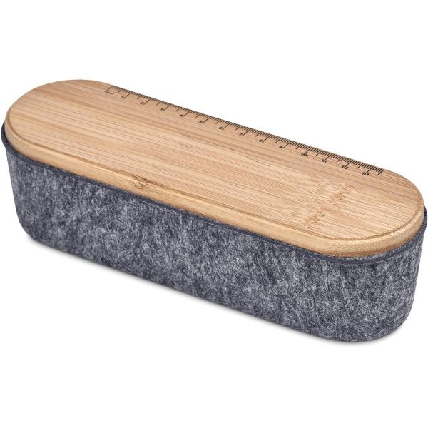 Okiyo Byoga Recycled PET Felt & Bamboo Stationery Case - Image 4