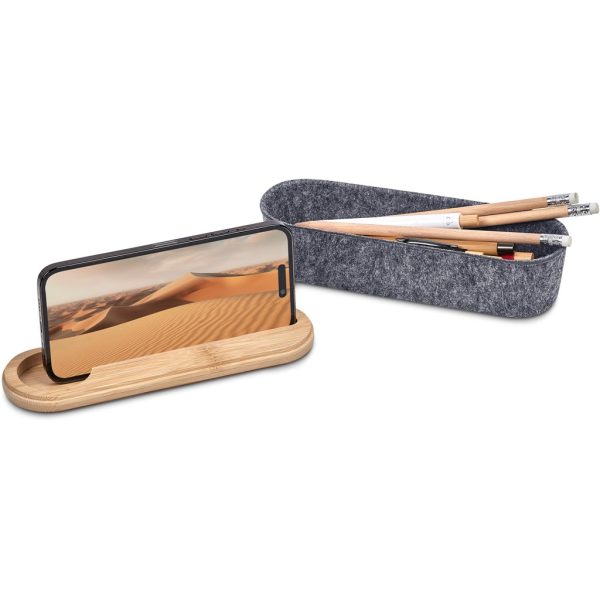Okiyo Byoga Recycled PET Felt & Bamboo Stationery Case - Image 14