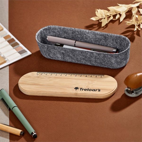 Okiyo Byoga Recycled PET Felt & Bamboo Stationery Case - Image 3