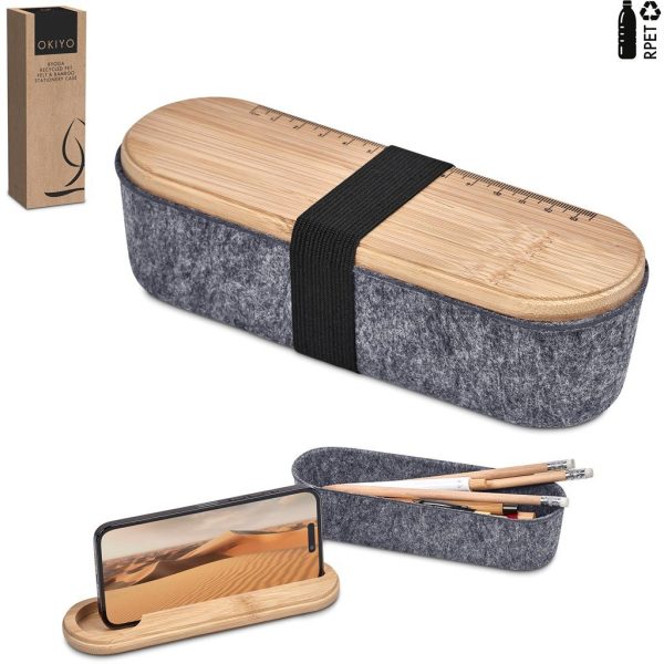Okiyo Byoga Recycled PET Felt & Bamboo Stationery Case - Image 13